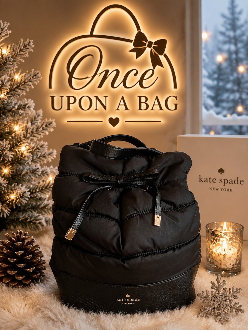 Kate Spade West Valley Puffer Quilted Valentine Black Shoulder Bag
